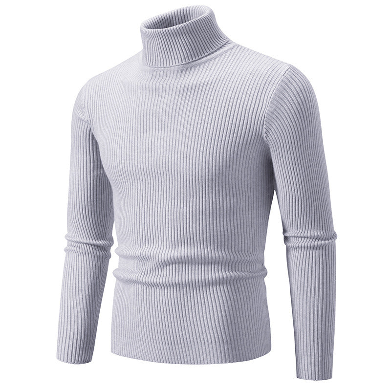 Street-Wave Men's Fine Ribbed Turtleneck Sweater Durable Knit for Warmth on Cool Days