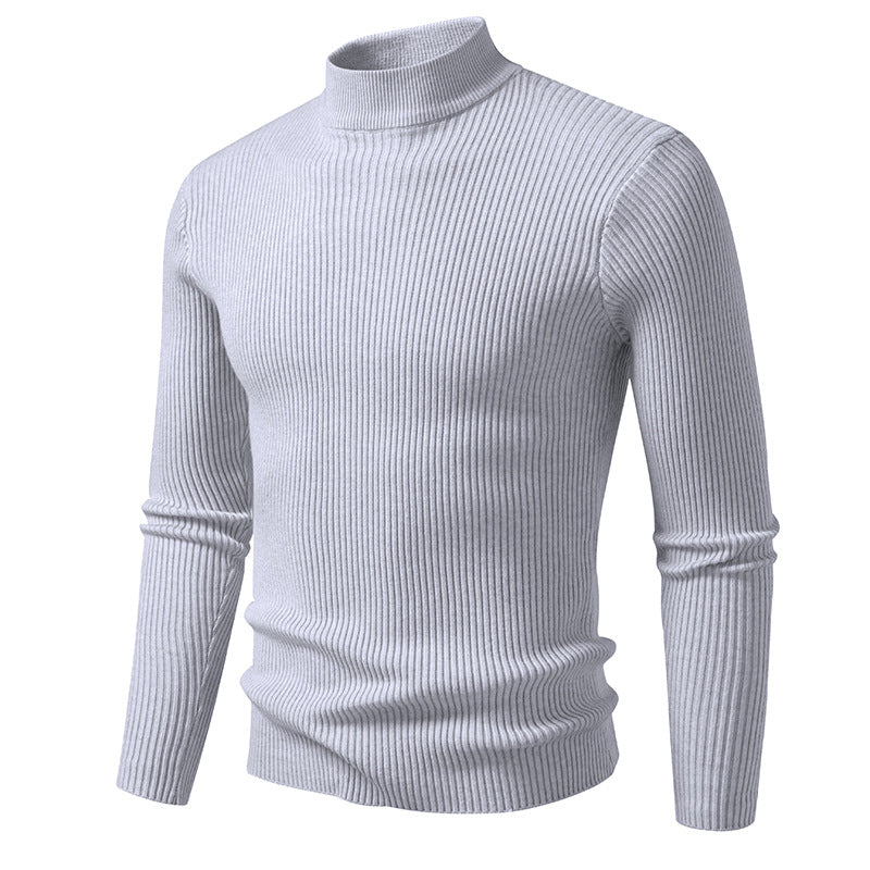 Streetwave Mens Stretch Wool Turtleneck Ribbed Sweater for Cozy Warmth and Style