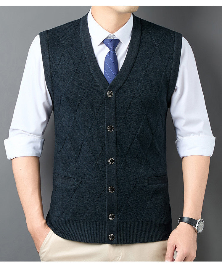 Streetwave Mens Knit Vest With V Neck And Argyle Pattern For Versatile Formal Or Casual Wear