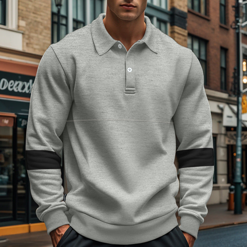 Street-Wave Men's Sporty Pullover With Contrast Stripes, Breathable Cotton Comfort For Style-Conscious Men