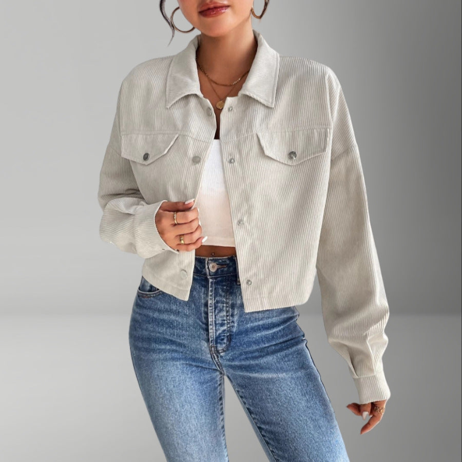 Street-wave Corduroy Short Jacket For Women Soft Fabric Chic Versatile Streetwear