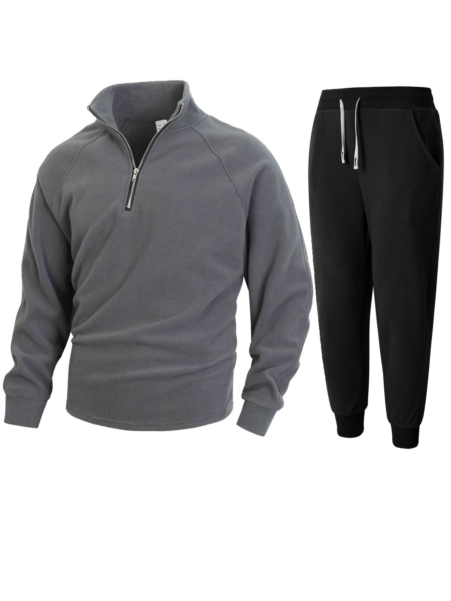 Street-Wave Men's Fleece Tracksuit With Half Zip Cozy