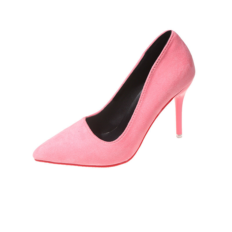 Street-Wave Elegant Pink Pointed Toe Pumps With Soft Upper And Transparent Heel For Women