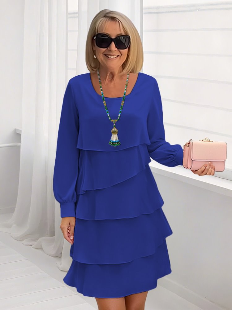 Street-Wave Cerulean Layered Dress For Women Elegant Tiered Design For Special Occasions