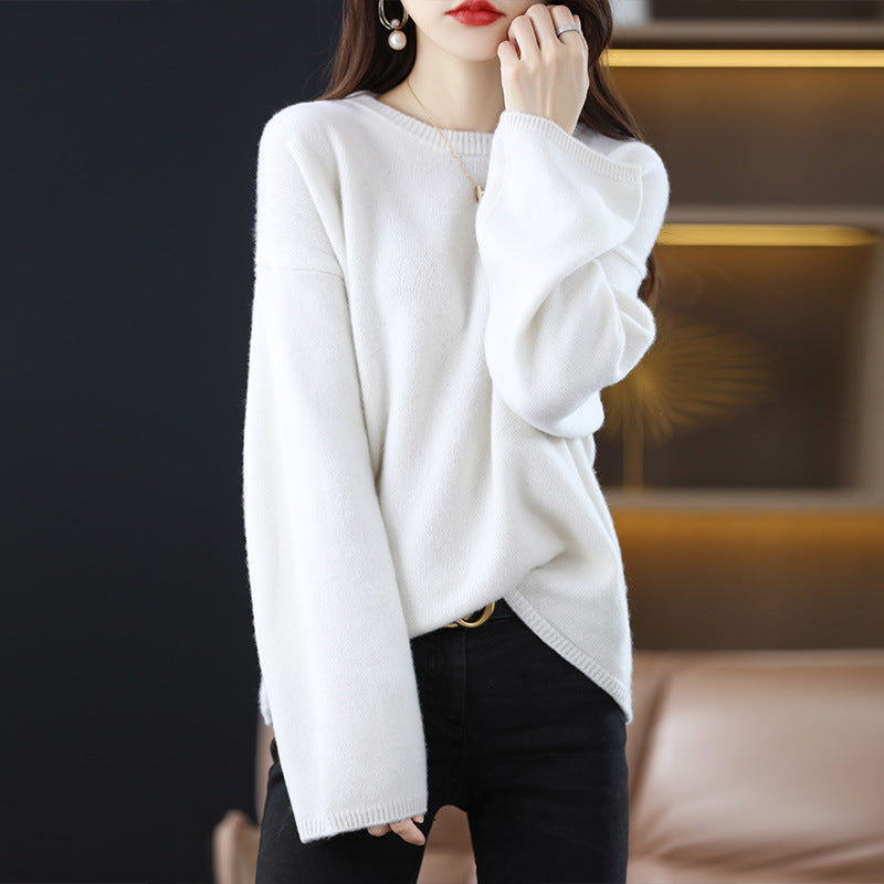 Street-wave Cozy Oversized Knit Sweater for Women With Wide Fit and Long Sleeves
