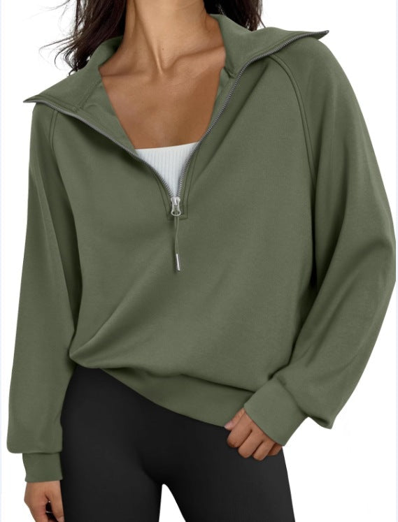 Street-wave Womens High Collar Zip Sweatshirt Cozy Versatile Casual Pullover For Everyday Wear