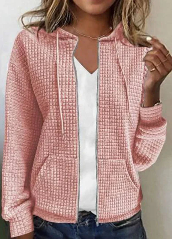 Street Wave Quilted Hooded Jacket For Women With Solid Pocket Cozy Everyday Style