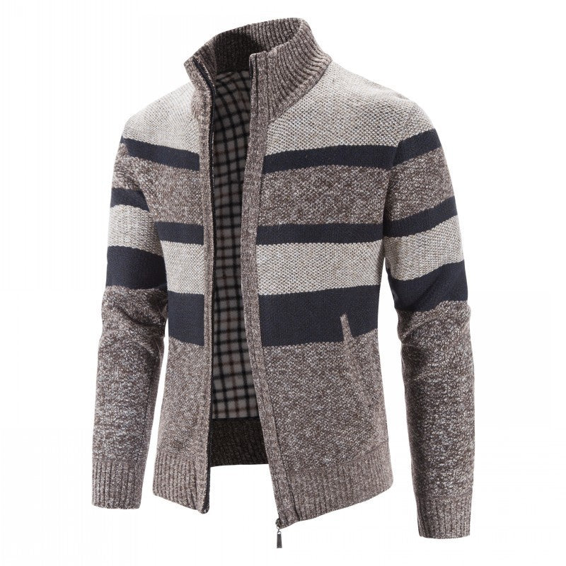 Mens Zip Up Striped Knit Pullover Streetwave For Modern Style And All Season Comfort