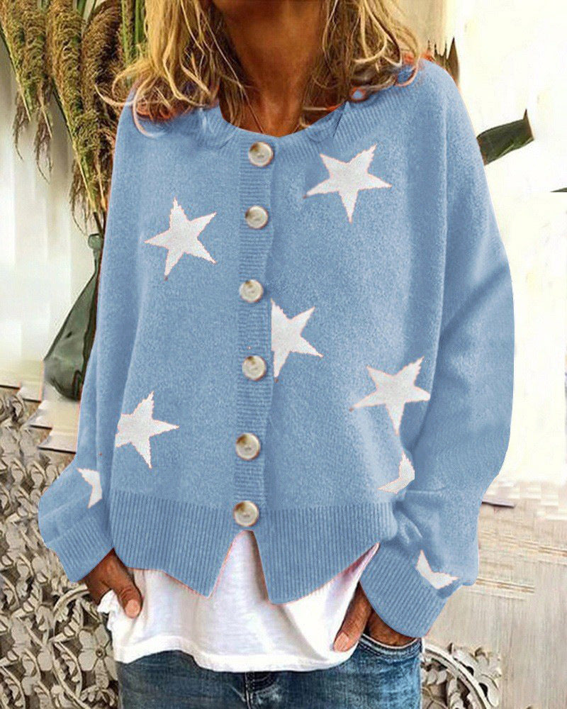 Street-Wave Womens Cardigan With Star Motif Cozy Stylish