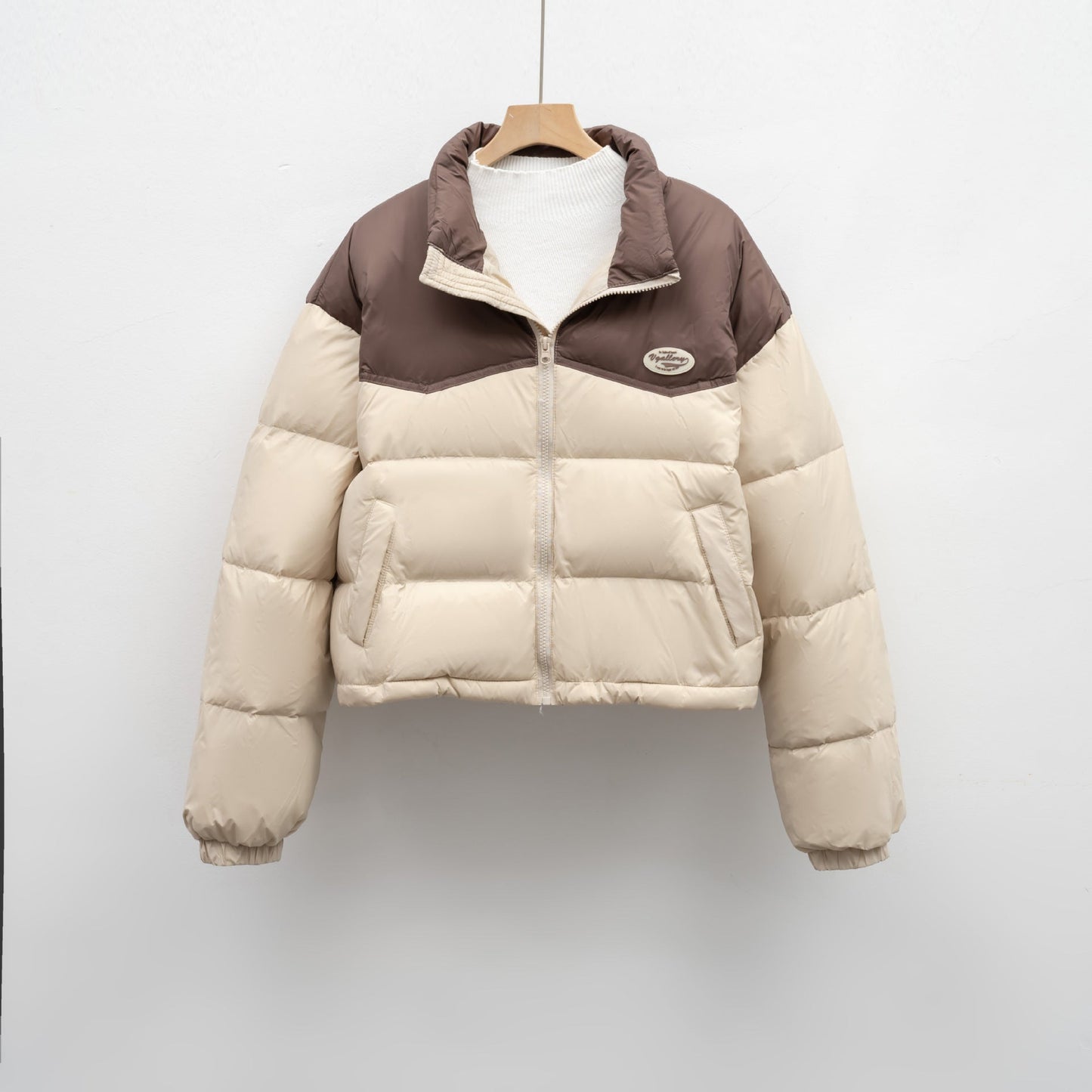 Street-wave Women Puffer Jacket Cropped High Collar For Women Warmth And Comfort Quilted Coat