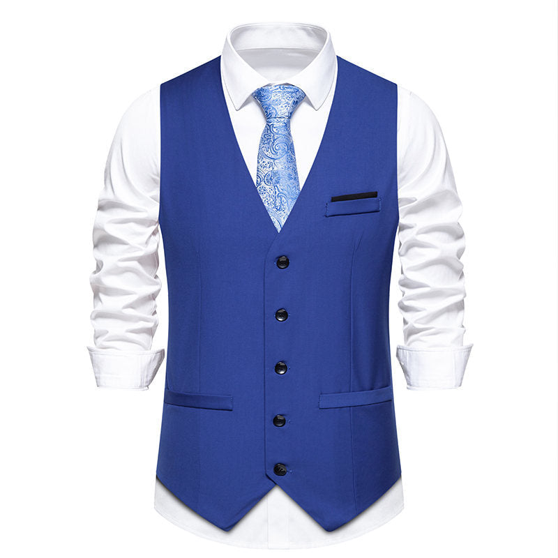 Street-wave Men's Gray Suit Vest With Fine Texture And Premium Material For Formal Events