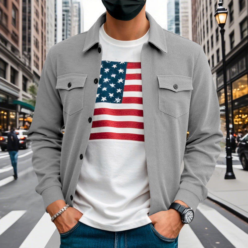 Street-wave Men's Casual Shirt Jacket in Structured Design for Versatile Everyday Style