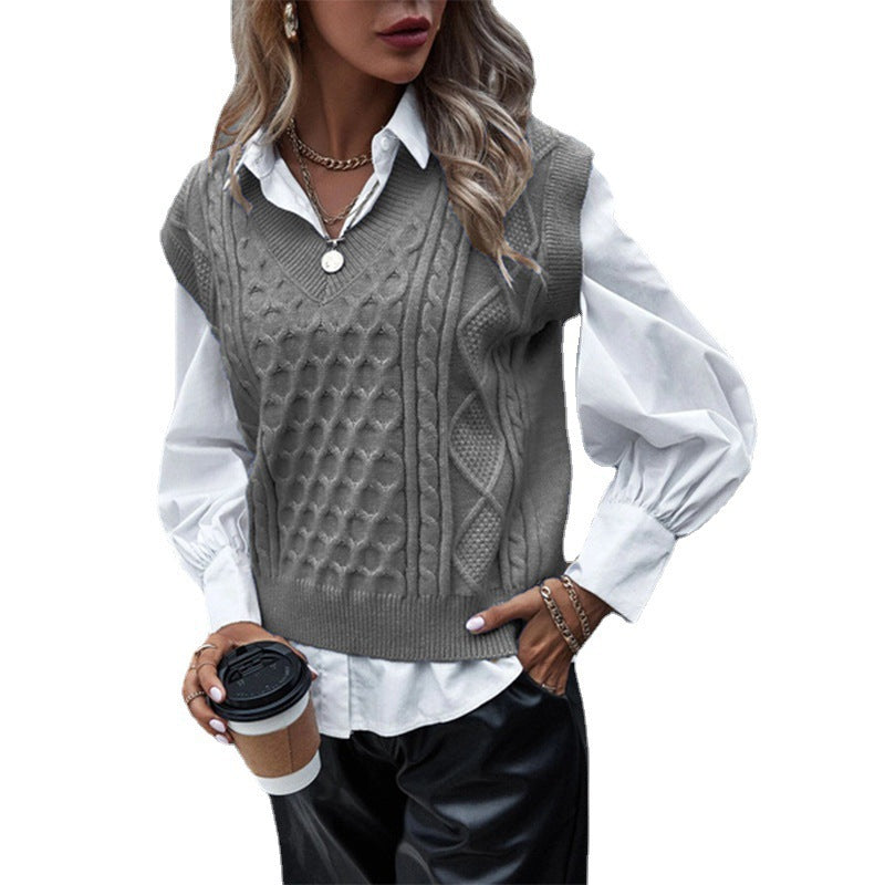 Street Wave Womens Cable Knit Vest Elegant Cozy Pattern