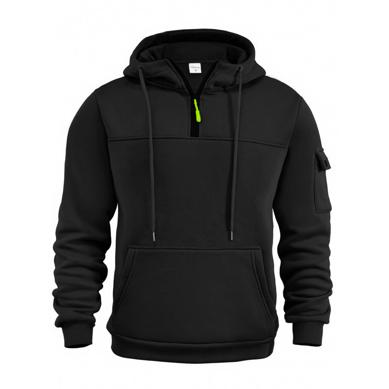 Street Wave Mens Functional Hoodie With Half Zip And Side Pockets For Active Living