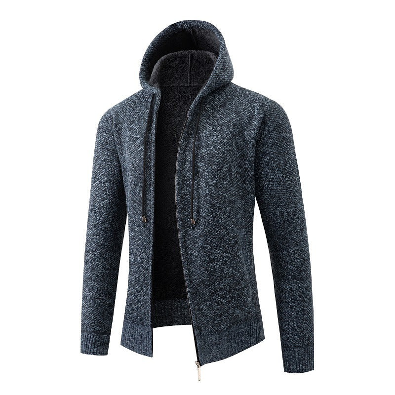 Street-Wave Men's Cozy Knit Hoodie Cardigan With Full Zip For All Day Warmth And Soft Comfort