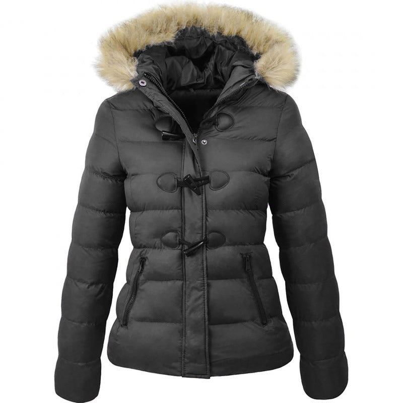 Winter Safety Puffer Jacket For Women By Street-Wave With Detachable Hood And Faux Fur Trim