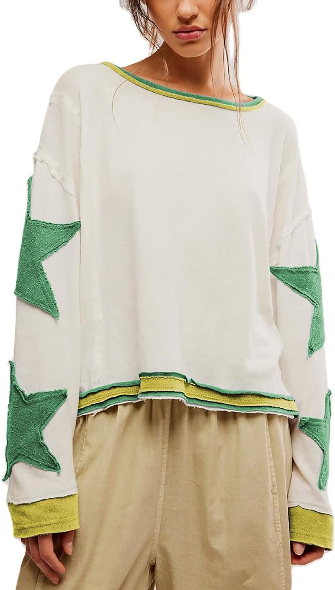 Street Wave Womens Casual Star Design Pullover Cozy Cotton Blend Everyday Comfort