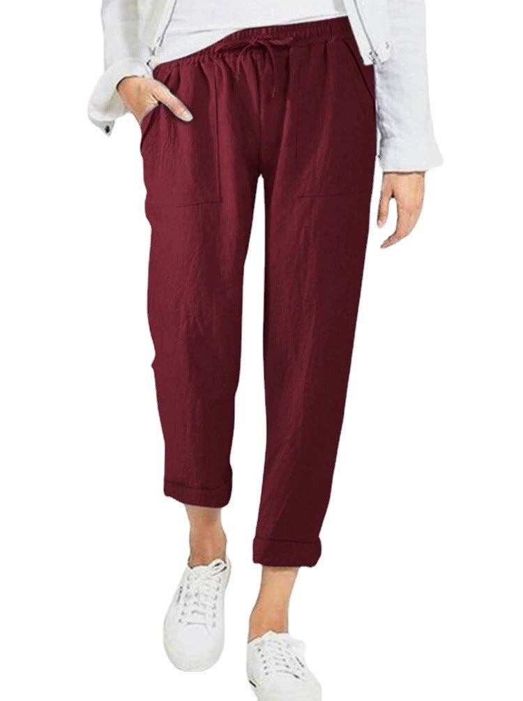 Streetwave Womens Relaxed Linen Pants With Elastic Waistband And Practical Pockets For All Day Comfort