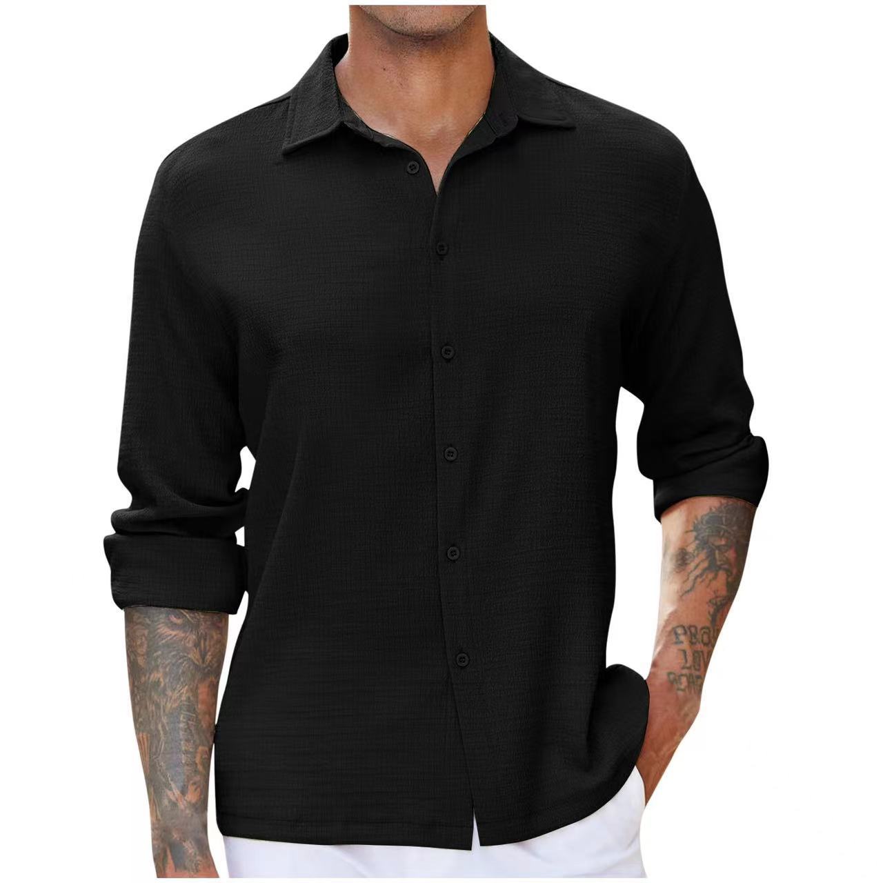 Street-wave Mens Long Sleeve Shirt Elegant Textured Fabric Modern Cut For Style Conscious Men