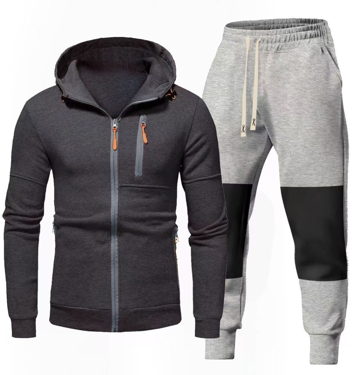 Street Wave Men Sport Hoodie And Jogger Set With Functional Zip Pockets For Active Comfort