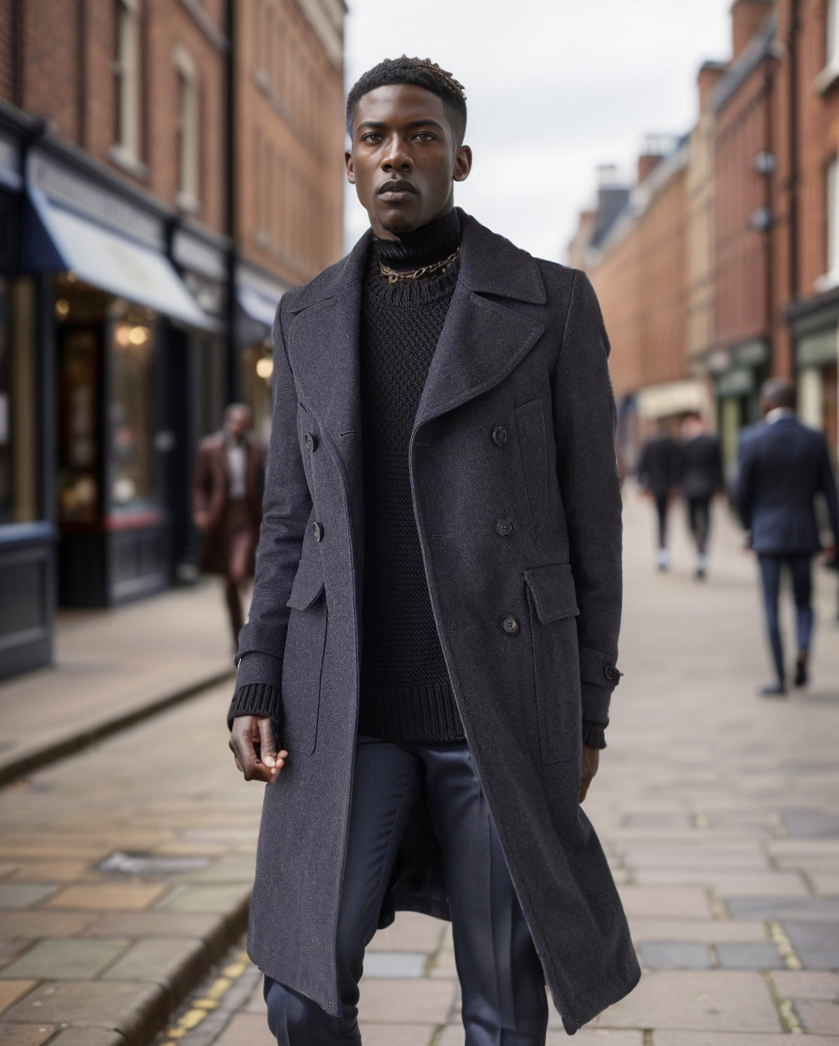 Street-Wave Mens Duffel Coat With Double Button Closure And Practical Pockets For Winter