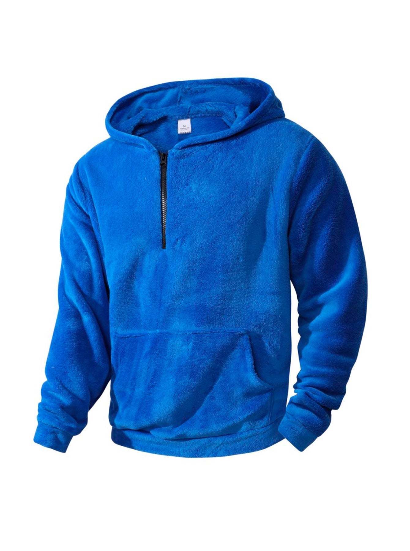 Mens Fleece Hoodie With Innovative Half Zip Street-Wave Cozy Warm Everyday Essential