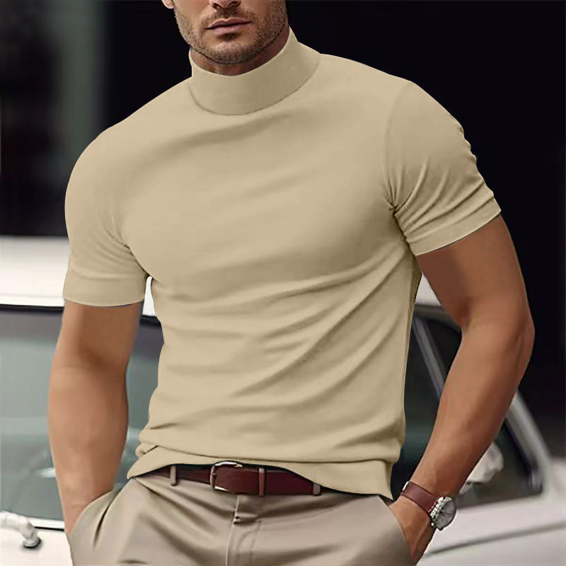 Street-Wave Mens Short Sleeve Turtleneck Tshirt Breathable Cotton Comfort For Everyday Casual Wear