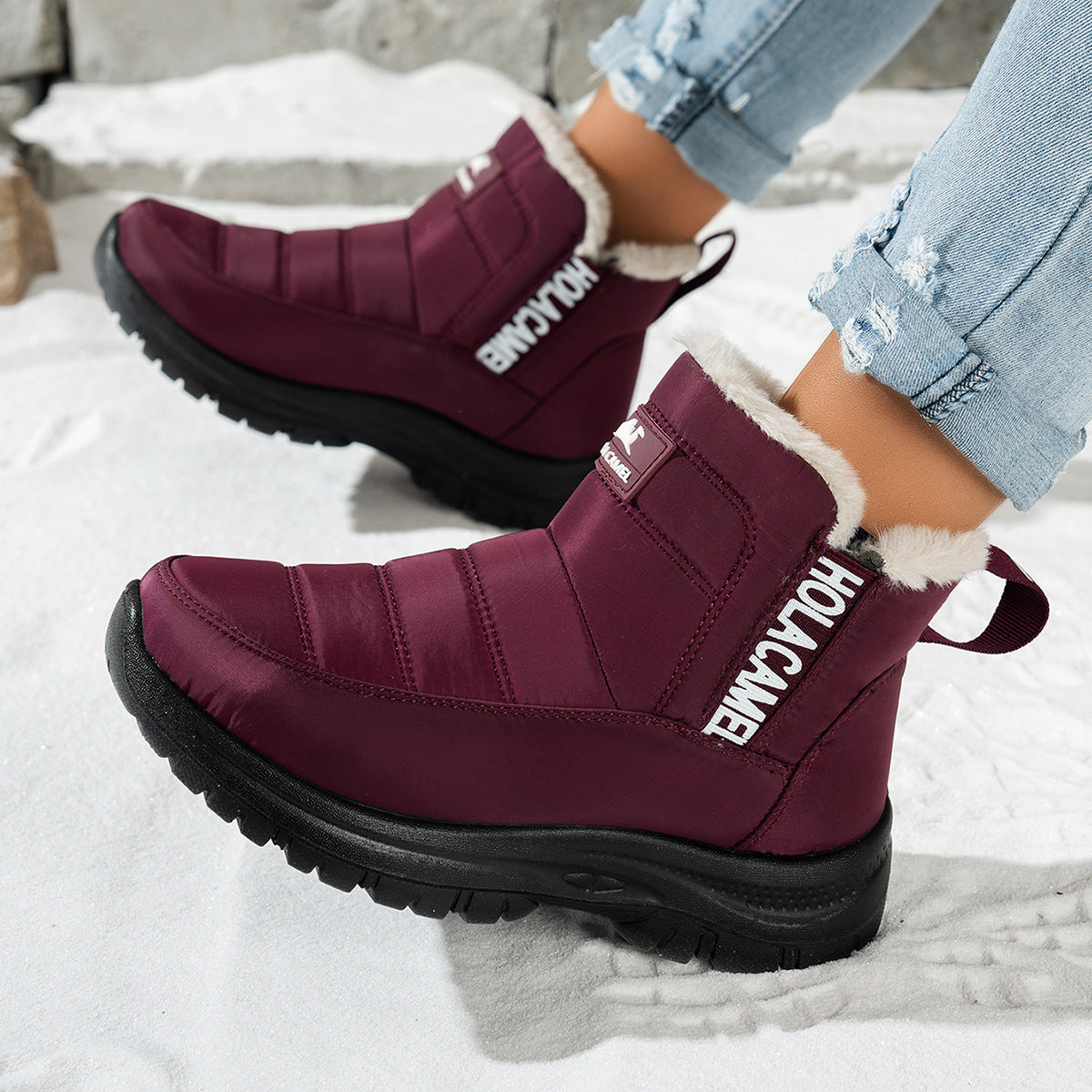 Street Wave Womens Winter Boots With Warm Fur Lining Water Resistant Insulated Comfort
