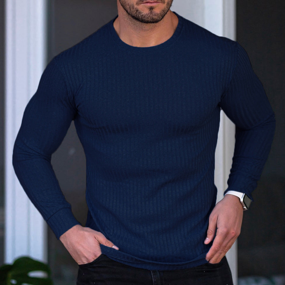 Street Wave Mens Long Sleeve Ribbed Shirt Soft Cotton Blend For All Day Comfort And Everyday Style