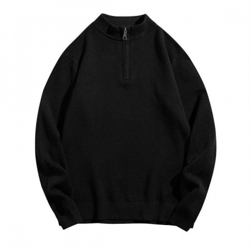 Street-wave Men's Cozy Zip Neck Turtleneck Sweater For Casual Comfort And Everyday Style
