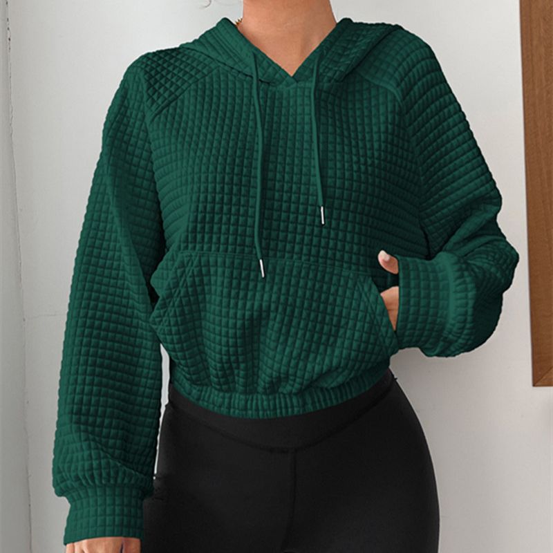Street Wave Women Cropped Hoodie With Structured Texture Breathable Cotton Blend Chic Casual Must Have