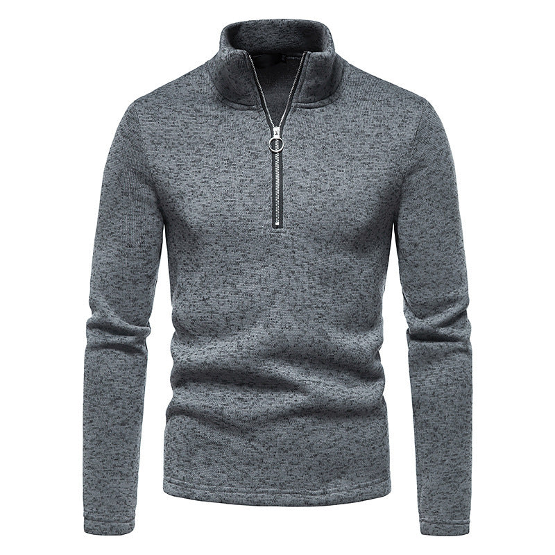 Mens Sporty Zip Neck Pullover With High Collar By Street-wave For Active Men Ideal Cold Weather Wear