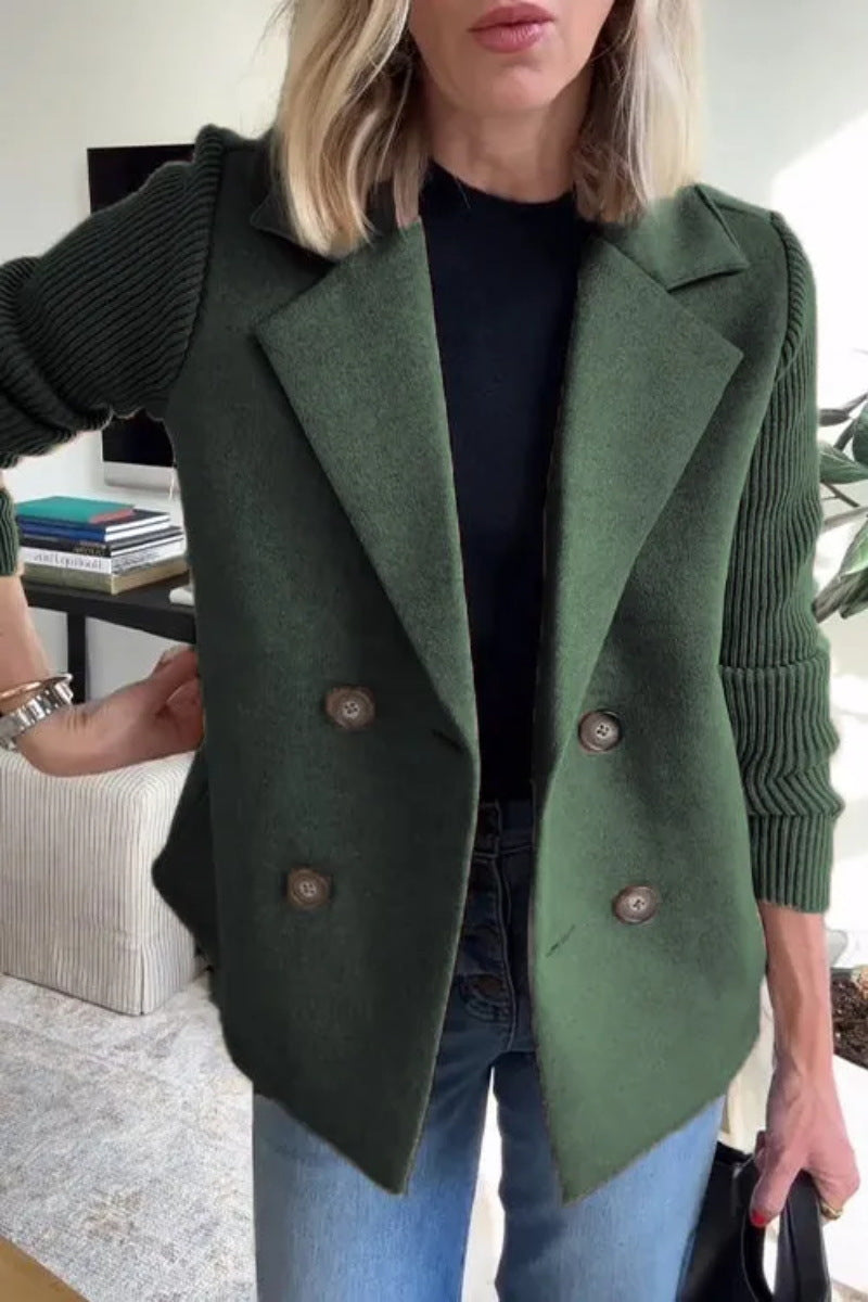 Street-Wave Women Double Breasted Blazer Jacket With Structured Sleeves Chic Officewear