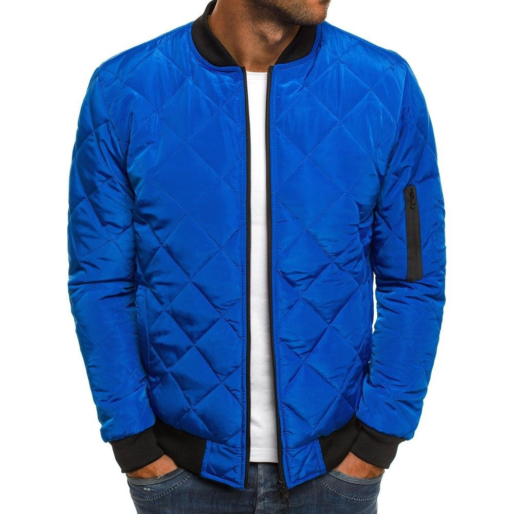 Street-wave Mens Quilted Transitional Jacket With High Collar And Side Pockets Lightweight Warm