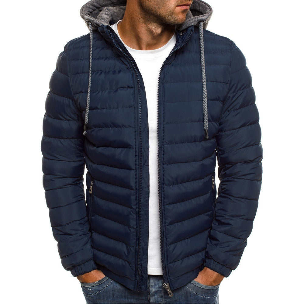 Street Wave Mens Lightweight Puffer Jacket With Hood And High Collar For Everyday Comfort