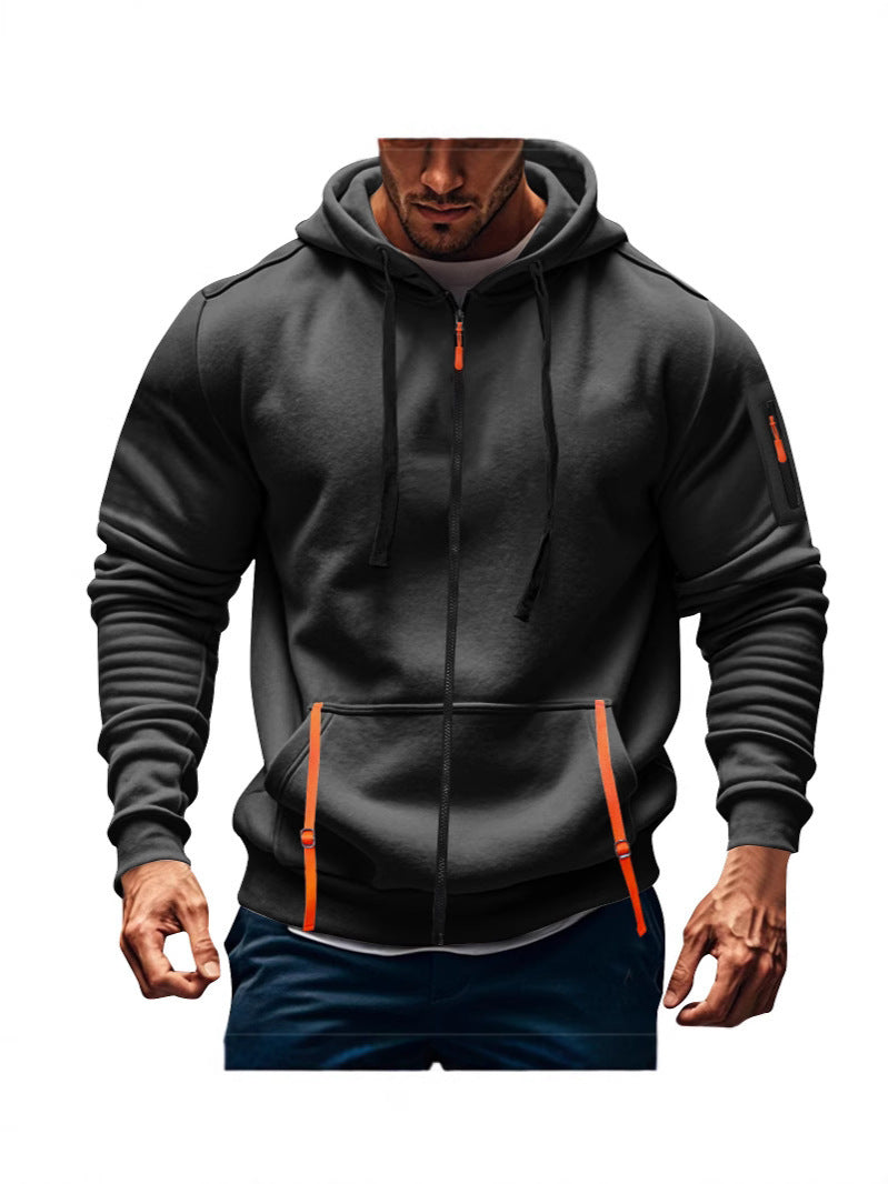 Men's Sport Hoodie With Practical Zip Pockets Street-wave Breathable Activewear Jacket for Men