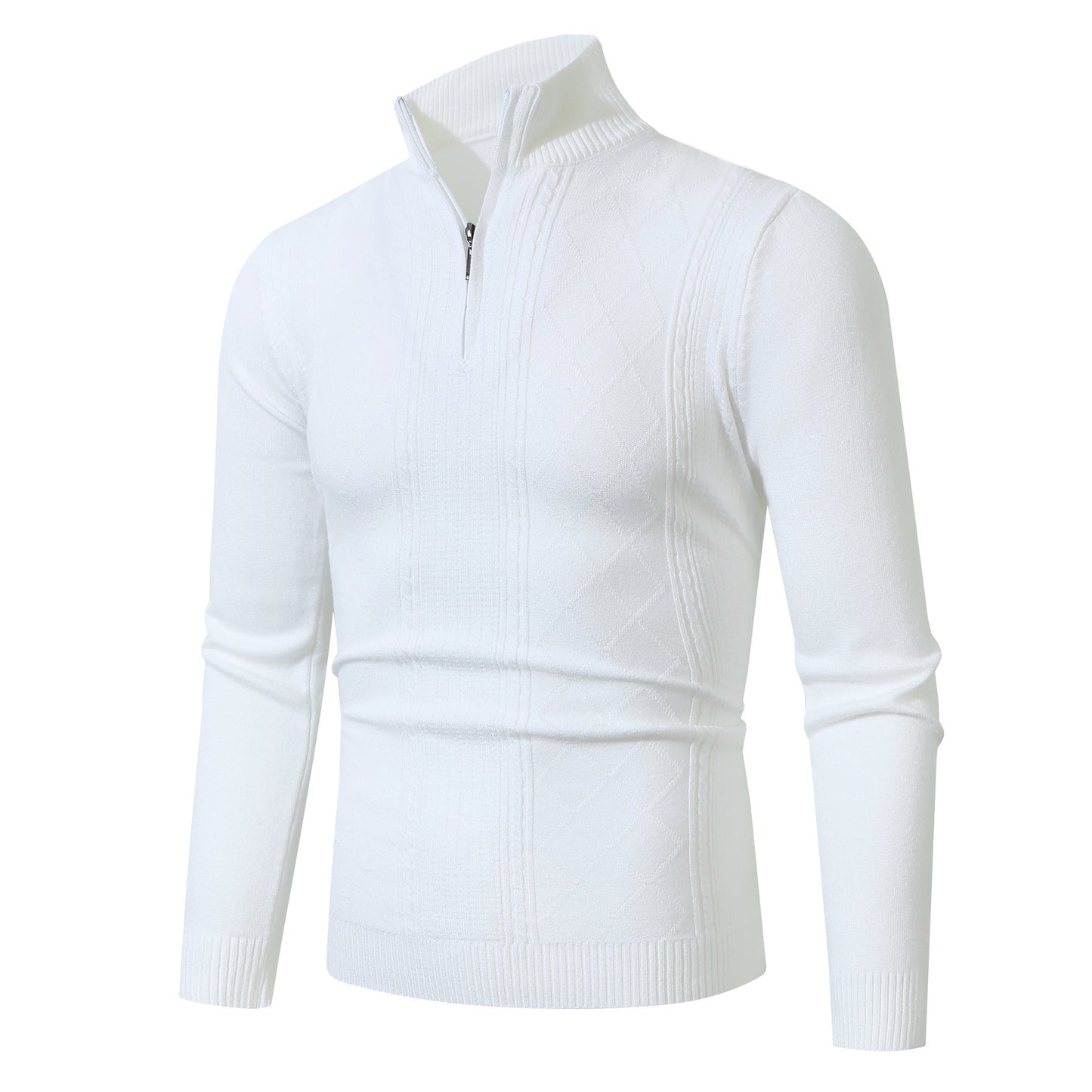 Premium Elegant Men's Knit Sweater With Stand Collar And Zip By Street-wave For Style-Conscious Men