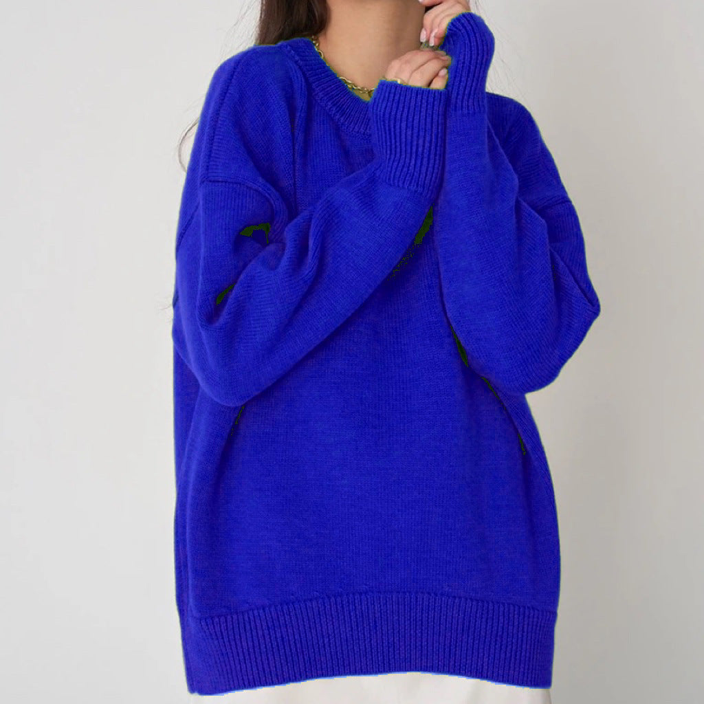 Street Wave Womens Oversized Knit Sweater With Fine Knit Pattern And Wide Cuffs Cozy And Stylish