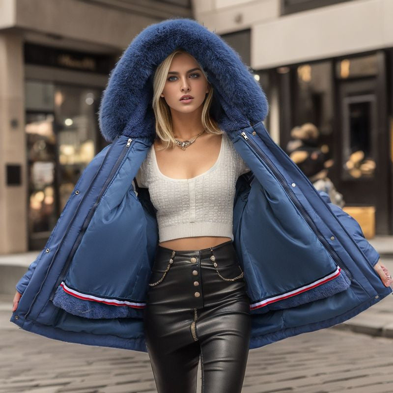 Street-Wave Women's Warm Winter Jacket With Removable Fur Collar For Cozy Comfort