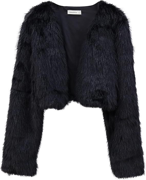 Street Wave Fluffy Cropped Open Front Jacket for Women Cozy Faux Fur Comfort Soft Warmth All Day