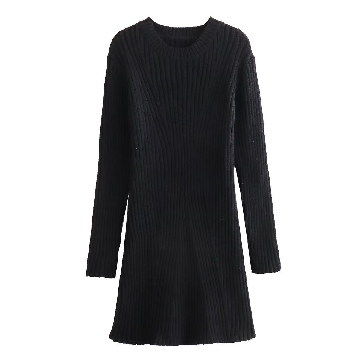 Street Wave Womens Knit Dress With Modern Rib Design Elegant Versatile Office To Weekend Wear