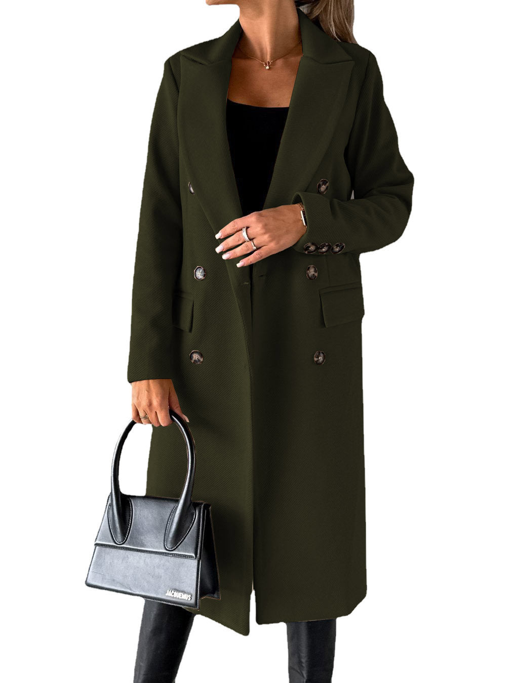 Street-Wave Women Trench Coat Double-Breasted Button Front With Practical Pockets Timeless Elegance