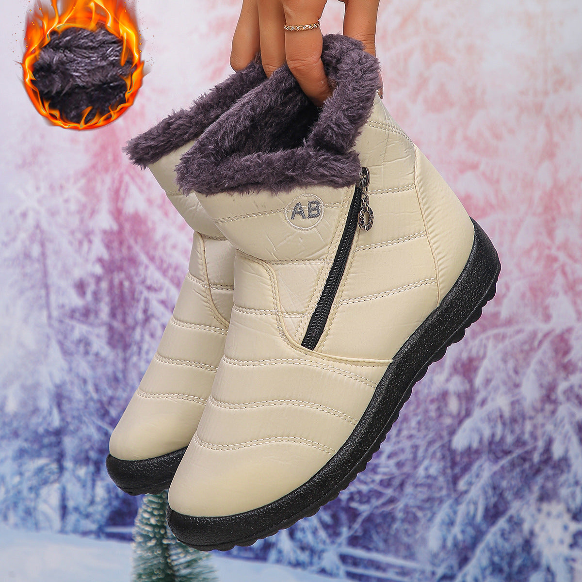 Streetwave Women Thermal Winter Boots With Cozy Fleece Lining Water Resistant Side Zip For Warm All Day Comfort