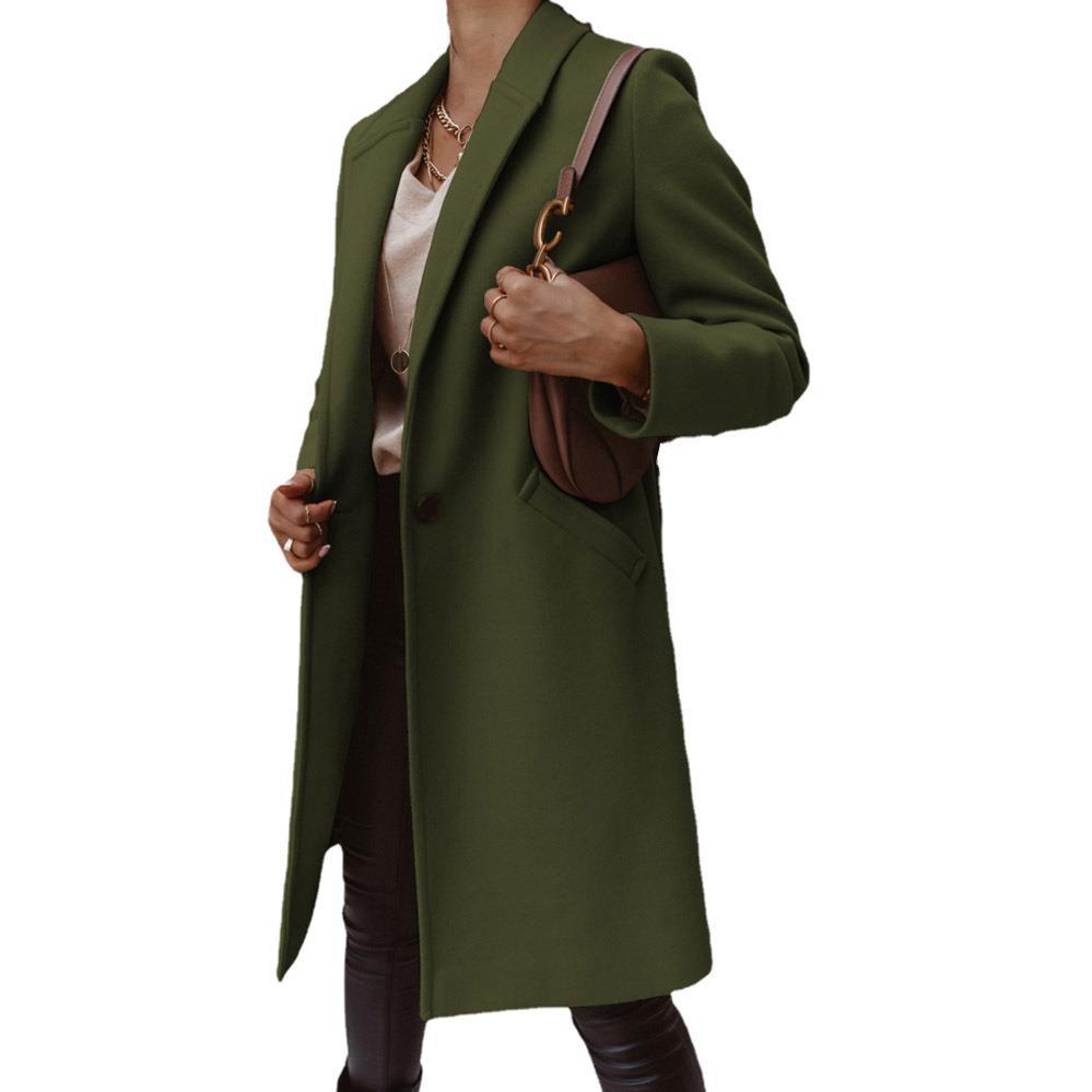 Street-wave Women Elegant Long Coat With Slim Fit And Deep Pockets A Versatile Winter Essential