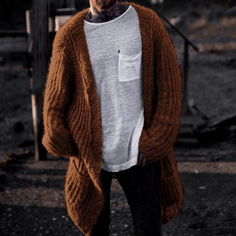 Mens Oversized Knit Cardigan With Deep Cut And Structured Texture From Streetwave For Modern Casual Wear