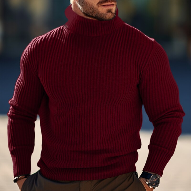Streetwave Stand Collar Sweater For Men In Structured Knit Warm Modern Winter Top