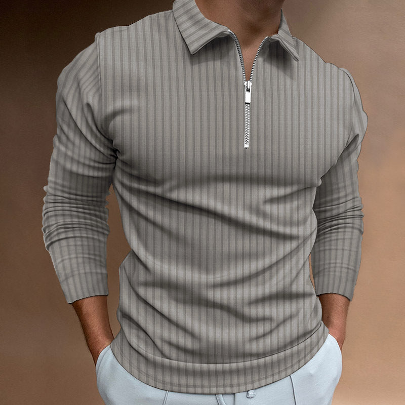 Streetwave Mens Zip Polo Shirt With Stripes Modern Comfortable Polo For Fashion Forward Men