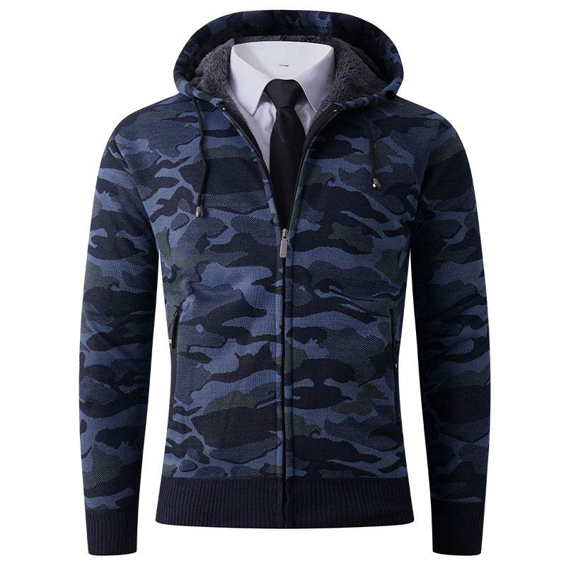Street-wave Men's Camouflage Hoodie Jacket With Zip Front For Modern Casual Comfort