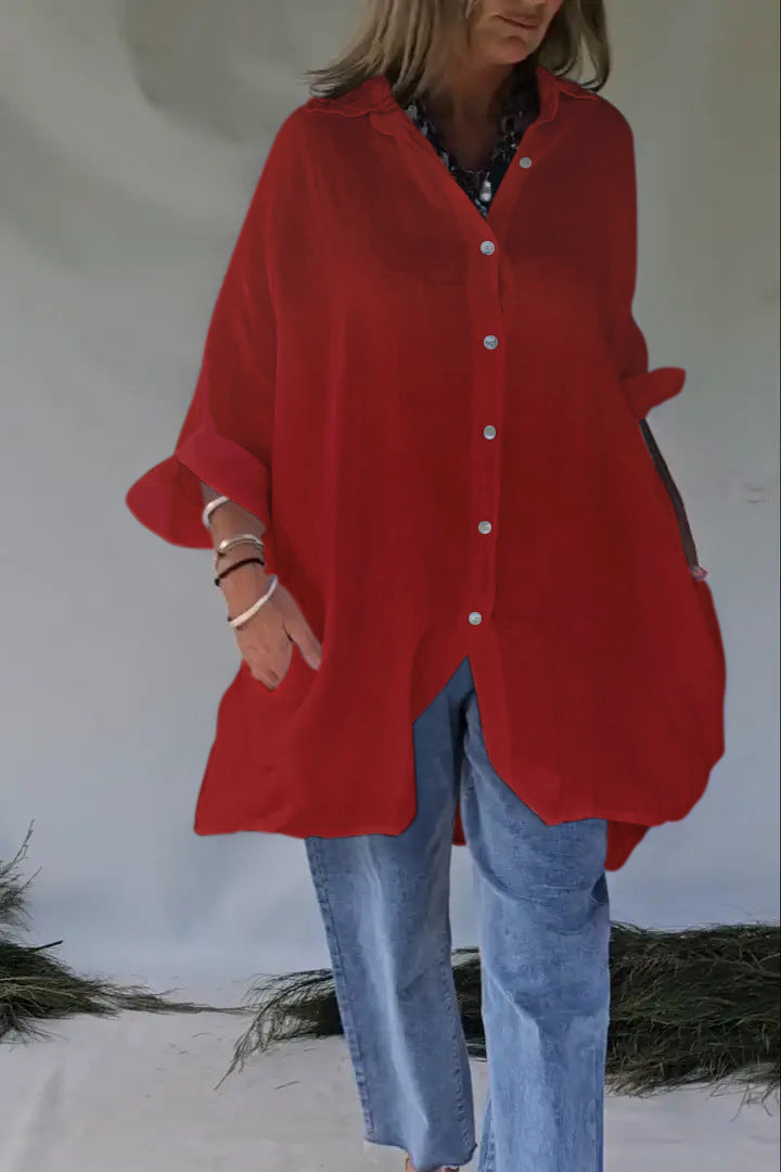 Plus Size Loose Fit Blouse Streetwave With Button Front For Curvy Women Comfort Everyday Wear
