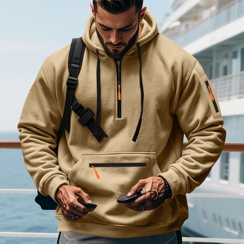 Street Wave Mens Athletic Hoodie With Zip Pockets For Active Men Comfortable Sporty Essential
